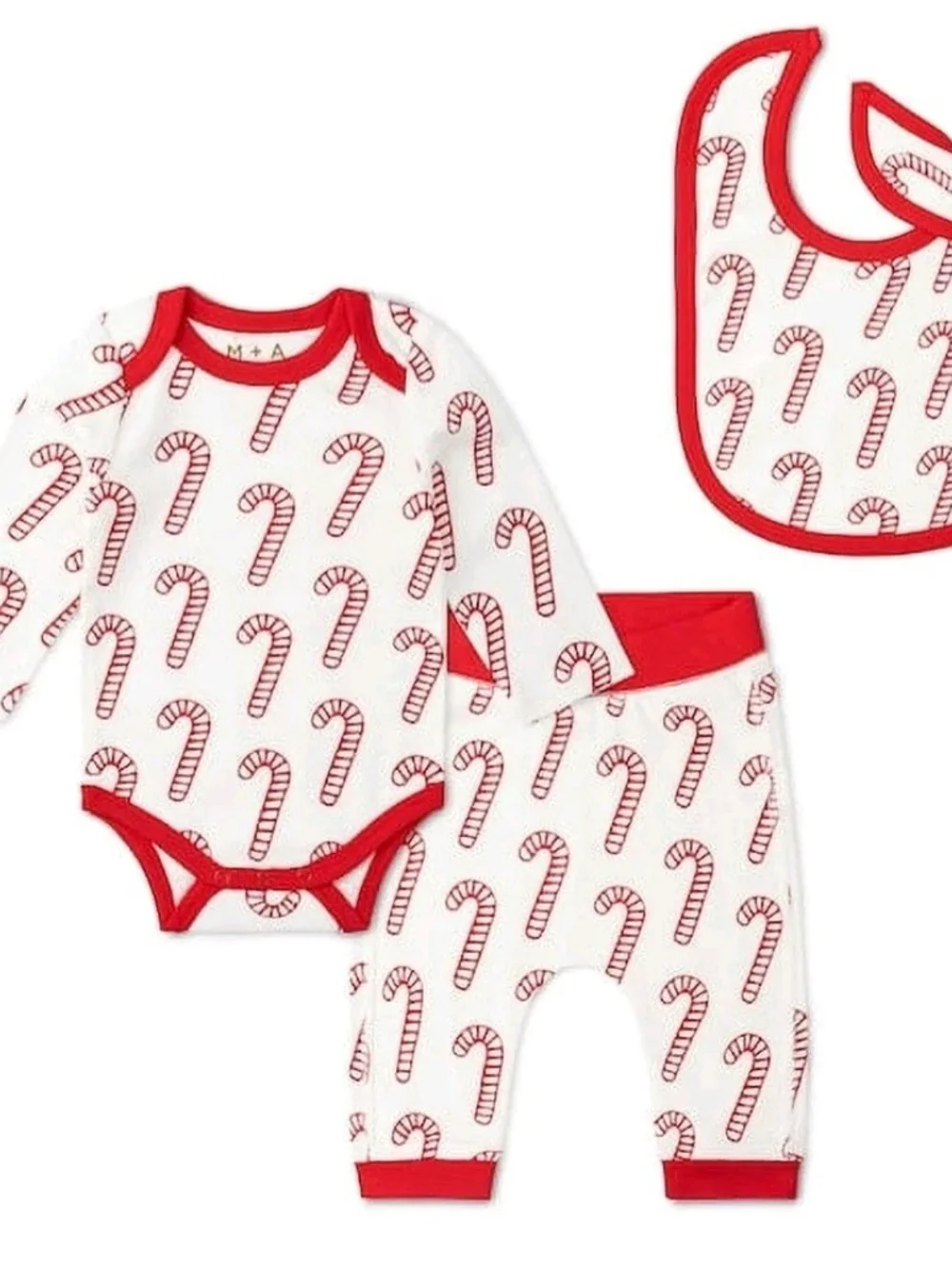 Red & White Candy Cane Baby 3 Piece Set 0-3M
